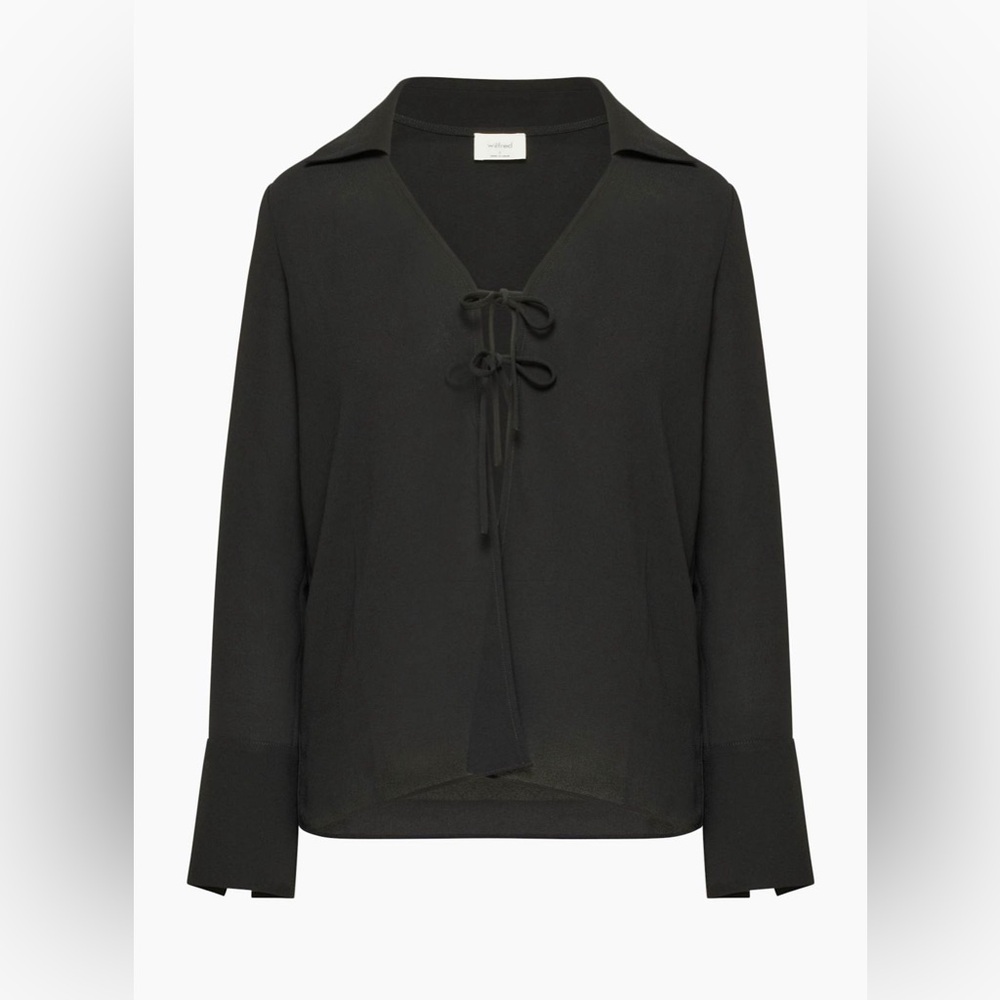 Wilfred Black Tie-Front Favor Blouse